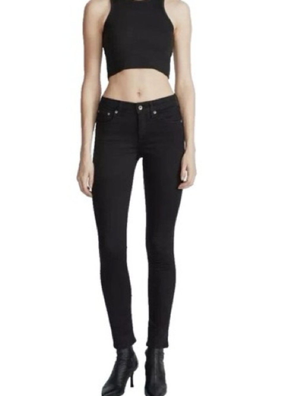 rag & bone Equestrian Skinny Jeans Black Women’s 24 Stretchy Classic 5 Pocket